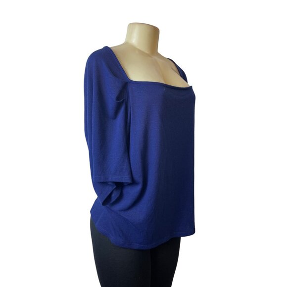 Eloquii Womens Size 26/28 Blue Square Neck Top Short Sleeve Shirt - Picture 2 of 6